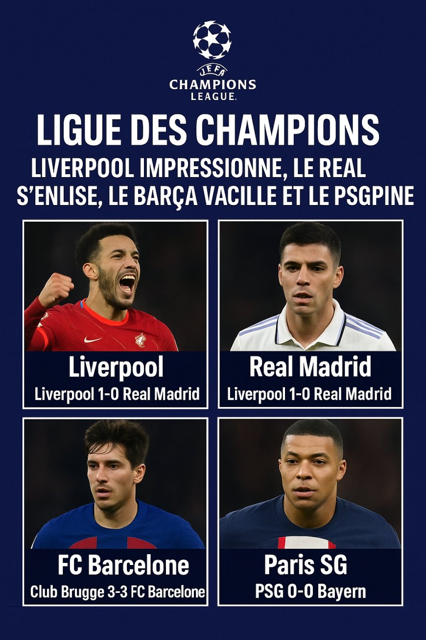 Ligue des Champions : Liverpool impressionne, le Real s’enlise, le Barça vacille et le PSG piétine – Bilan d’une semaine électrique